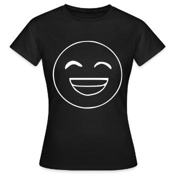Emoji grinsend Skizze weiß - Frauen T-Shirt - Schwarz - Vorne - AI Model Female 172 dark (172cm)