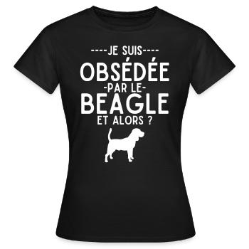 Obsédée par le beagle - T-shirt Femme - noir - Devant - AI Model Female 172 dark (172cm)