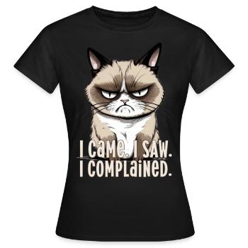 Came saw s’est plaint chat chat en colère disant drôle - T-shirt Femme - noir - Devant - AI Model Female 172 dark (172cm)