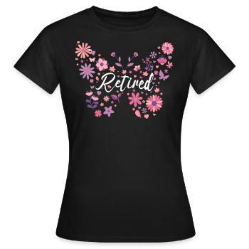 Butterfly Young Retiree Woman Retirement - Women's T-Shirt - black - Front - AI Model Female 172 dark (172cm)