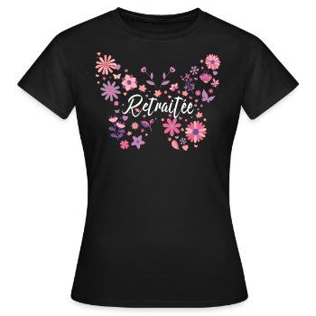 Papillon Jeune Retraitée Femme Retraite - T-shirt Femme - noir - Devant - AI Model Female 172 dark (172cm)