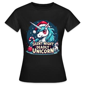 Silent Night Deadly Unicorn - Frauen T-Shirt - Schwarz - Vorne - AI Model Female 172 dark (172cm)