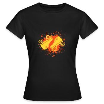 Rollschuhe - Frauen T-Shirt - Schwarz - Vorne - AI Model Female 172 dark (172cm)