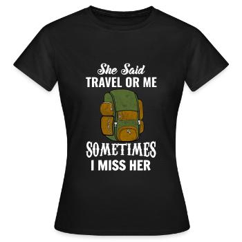 Reisen - Frauen T-Shirt - Schwarz - Vorne - AI Model Female 172 dark (172cm)
