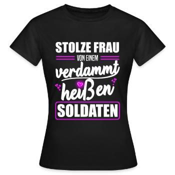 Soldat, épouse, amie, soldat, soldats - T-shirt Femme - noir - Devant - AI Model Female 172 dark (172cm)