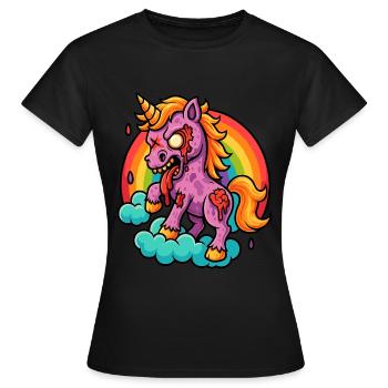 Bloody Zombie Unicorn Style Bande Dessinée - T-shirt Femme - noir - Devant - AI Model Female 172 dark (172cm)