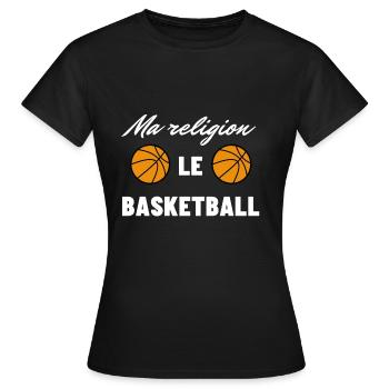 Ma religion : le Basketball - T-shirt Femme - noir - Devant - AI Model Female 172 dark (172cm)