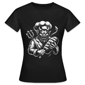 Teufel mit Bäckermütze - teuflisch guter Bäcker - Frauen T-Shirt - Schwarz - Vorne - AI Model Female 172 dark (172cm)