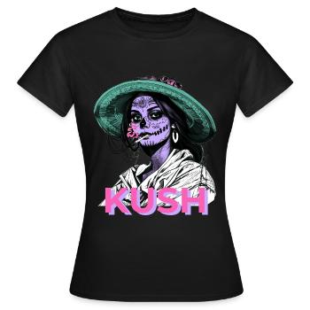 LA CATRINA KUSH POUR LES AMATEURS D’INDICA ET DE MEXIQUE - T-shirt Femme - noir - Devant - AI Model Female 172 dark (172cm)
