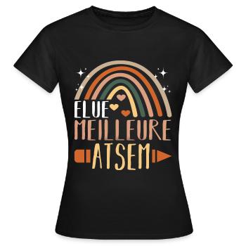 Meilleure atsem cadeau merci atsem arc en ciel - T-shirt Femme - noir - Devant - AI Model Female 172 dark (172cm)