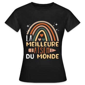 Meilleure atsem cadeau merci atsem arc en ciel - T-shirt Femme - noir - Devant - AI Model Female 172 dark (172cm)