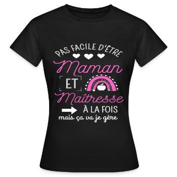 Maman et maîtresse d' école cadeau mère maitresse - T-shirt Femme - noir - Devant - AI Model Female 172 dark (172cm)