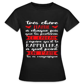 Mamie on t' aime cadeau fête des grands-mères - T-shirt Femme - noir - Devant - AI Model Female 172 dark (172cm)