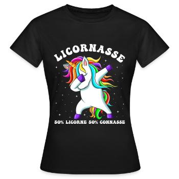 Licorne humour femme cadeau drôle - T-shirt Femme - noir - Devant - AI Model Female 172 dark (172cm)