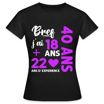 Bref j' ai 40 ans humour 40 ème anniversaire - T-shirt Femme - noir - Devant - AI Model Female 172 dark (172cm)