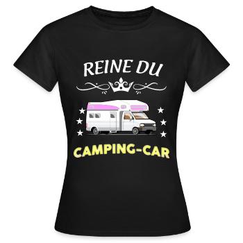 Reine du camping-car C'est Maman Mamie Tatie - T-shirt Femme - noir - Devant - AI Model Female 172 dark (172cm)