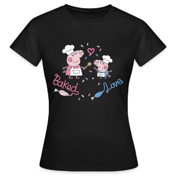 Peppa Pig Design Baked With Love - Women's T-Shirt - black - Front - AI Model Female 172 dark (172cm)