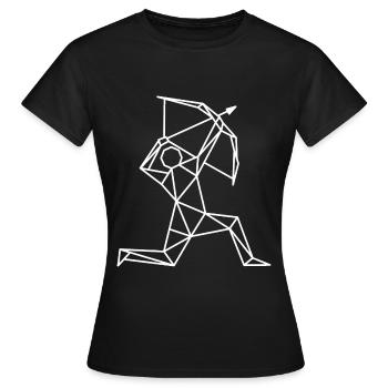 Signe géométrique du zodiaque du Sagittaire - T-shirt Femme - noir - Devant - AI Model Female 172 dark (172cm)