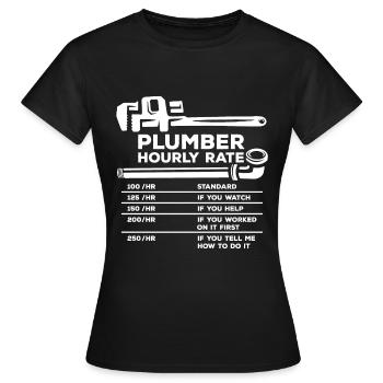 Salaire horaire plombier - T-shirt Femme - noir - Devant - AI Model Female 172 dark (172cm)