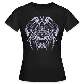 Skull Totenkopf Schaedel Tribal - Frauen T-Shirt - Schwarz - Vorne - AI Model Female 172 dark (172cm)