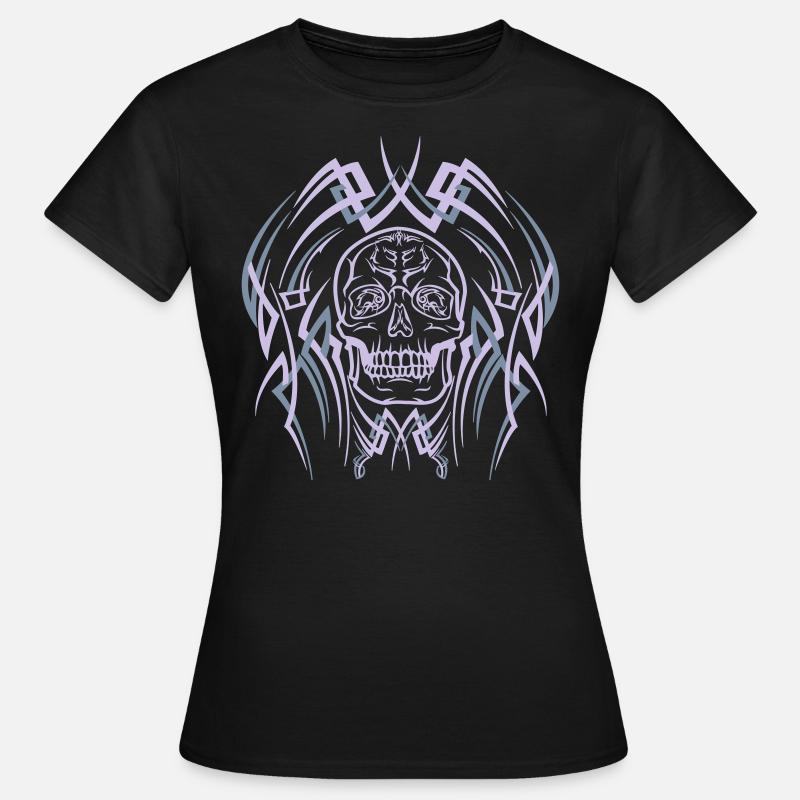 Skull Skull Schaedel Tribal - Women's T-Shirt - black
