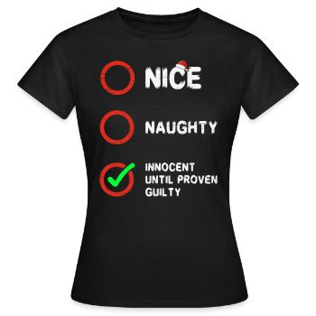 Gentil méchant innocent jusqu’à preuve du contraire - T-shirt Femme - noir - Devant - AI Model Female 172 dark (172cm)