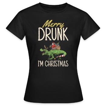 Joyeux ivrogne Je suis Noël Père Noël Rennes - T-shirt Femme - noir - Devant - AI Model Female 172 dark (172cm)