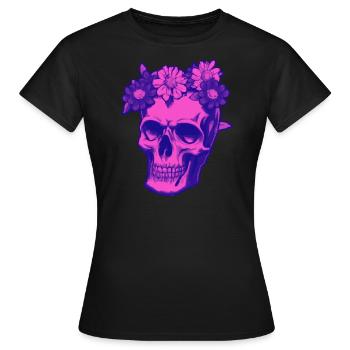 Psychobilly pink skull - Frauen T-Shirt - Schwarz - Vorne - AI Model Female 172 dark (172cm)