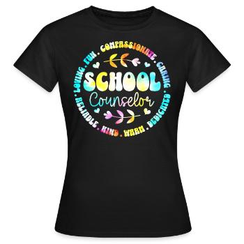 Conseil Scolaire Tie Dye Conseiller Scolaire - T-shirt Femme - noir - Devant - AI Model Female 172 dark (172cm)