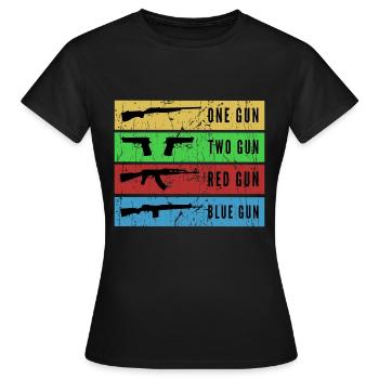 One Gun Two Gun Red Gun Blue Gun - Women's T-Shirt - black - Front - AI Model Female 172 dark (172cm)