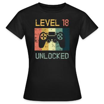 Niveau 18 Débloqué Dix-huitième Bday Design - T-shirt Femme - noir - Devant - AI Model Female 172 dark (172cm)