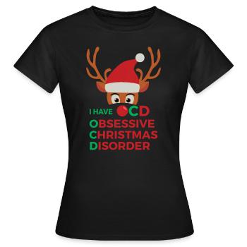 Trouble obsessionnel de Noël OCD - T-shirt Femme - noir - Devant - AI Model Female 172 dark (172cm)
