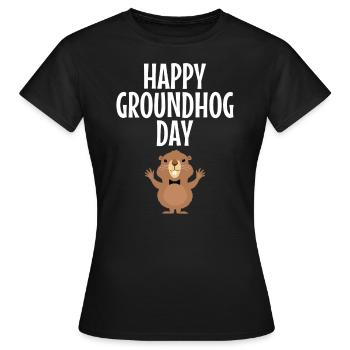 Happy Groundhog Day GroundHog Day-ontwerp - Vrouwen T-shirt - zwart - Voor - AI Model Female 172 dark (172cm)