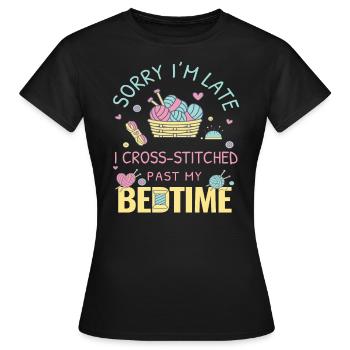 Cross Stitch Quote Cross Stitching Design - Women's T-Shirt - black - Front - AI Model Female 172 dark (172cm)