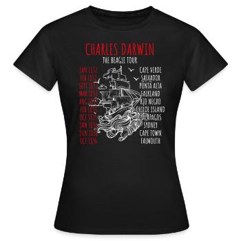 Charles Darwin World Tour Joke - T-shirt Femme - noir - Devant - AI Model Female 172 dark (172cm)