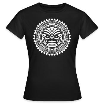 Cercle de tatouage polynésien face au soleil - T-shirt Femme - noir - Devant - AI Model Female 172 dark (172cm)