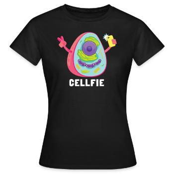 Science Cell Cellfie Picture Téléphone portable Pun - T-shirt Femme - noir - Devant - AI Model Female 172 dark (172cm)