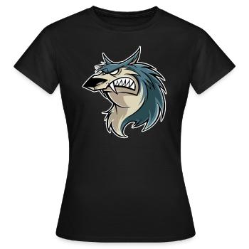 wütend Wolf Fangs Zähne Knurren - Frauen T-Shirt - Schwarz - Vorne - AI Model Female 172 dark (172cm)