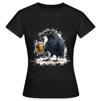 Raven Crow Bière Drôle - T-shirt Femme - noir - Devant - AI Model Female 172 dark (172cm)