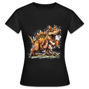 Dinosaurier stegosaurus Bier - Frauen T-Shirt - Schwarz - Vorne - AI Model Female 172 dark (172cm)