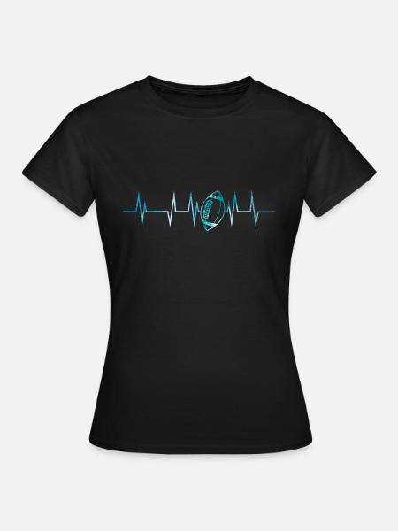 Herzschlag American Football - Frauen T-Shirt - Schwarz
