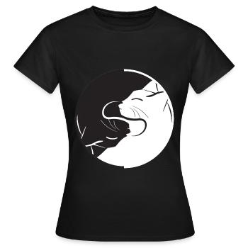 Yin Yang Katze - Frauen T-Shirt - Schwarz - Vorne - AI Model Female 172 dark (172cm)