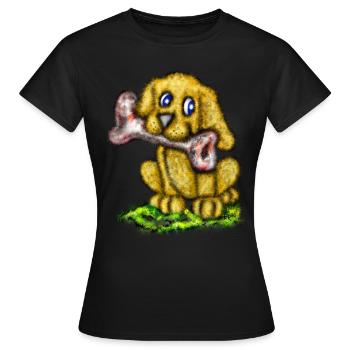 Hündchen mit Knochen - Frauen T-Shirt - Schwarz - Vorne - AI Model Female 172 dark (172cm)