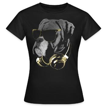 DJ BoxerHund Bling - Frauen T-Shirt - Schwarz - Vorne - AI Model Female 172 dark (172cm)