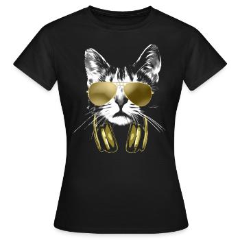 Dj Cat Bling - Frauen T-Shirt - Schwarz - Vorne - AI Model Female 172 dark (172cm)