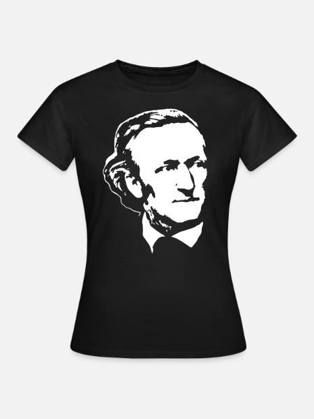 Richard Wagner weiß auf schwarz - Frauen T-Shirt - Schwarz