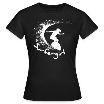 Surfergirl Welle Surfboard - Frauen T-Shirt - Schwarz - Vorne - AI Model Female 172 dark (172cm)
