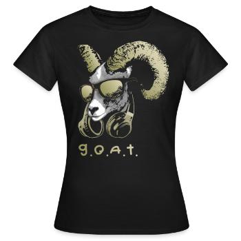 DJ Goat Bling G.O.A.T. Cooles und lustiges - Frauen T-Shirt - Schwarz - Vorne - AI Model Female 172 dark (172cm)