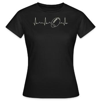 Bola de fútbol americana. Corazón. Amor. Ekg. - T-shirt Femme - noir - Devant - AI Model Female 172 dark (172cm)