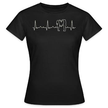Pareja de amor corazón. Corazón. Amor. Ekg. - T-shirt Femme - noir - Devant - AI Model Female 172 dark (172cm)